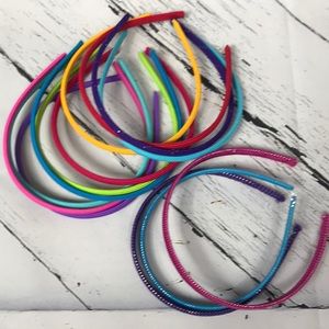 Bulk set of multi colored thin fabric headbands